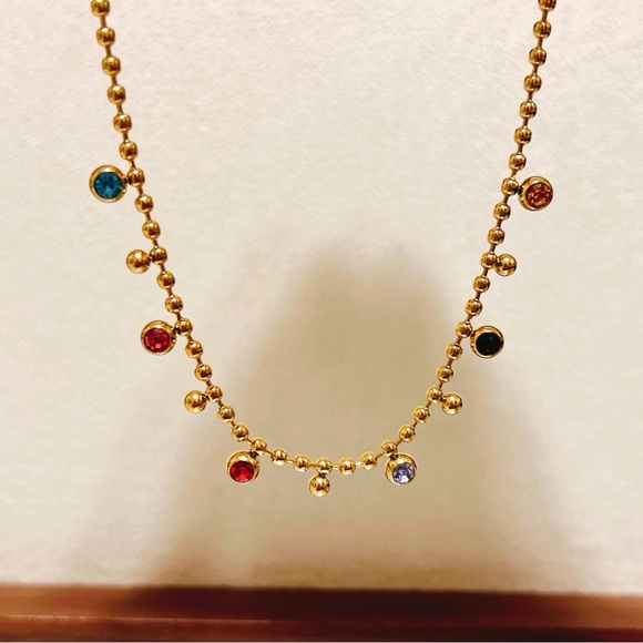 Stainless steel rainbows 🌈 stones necklace - Picture 3 of 10